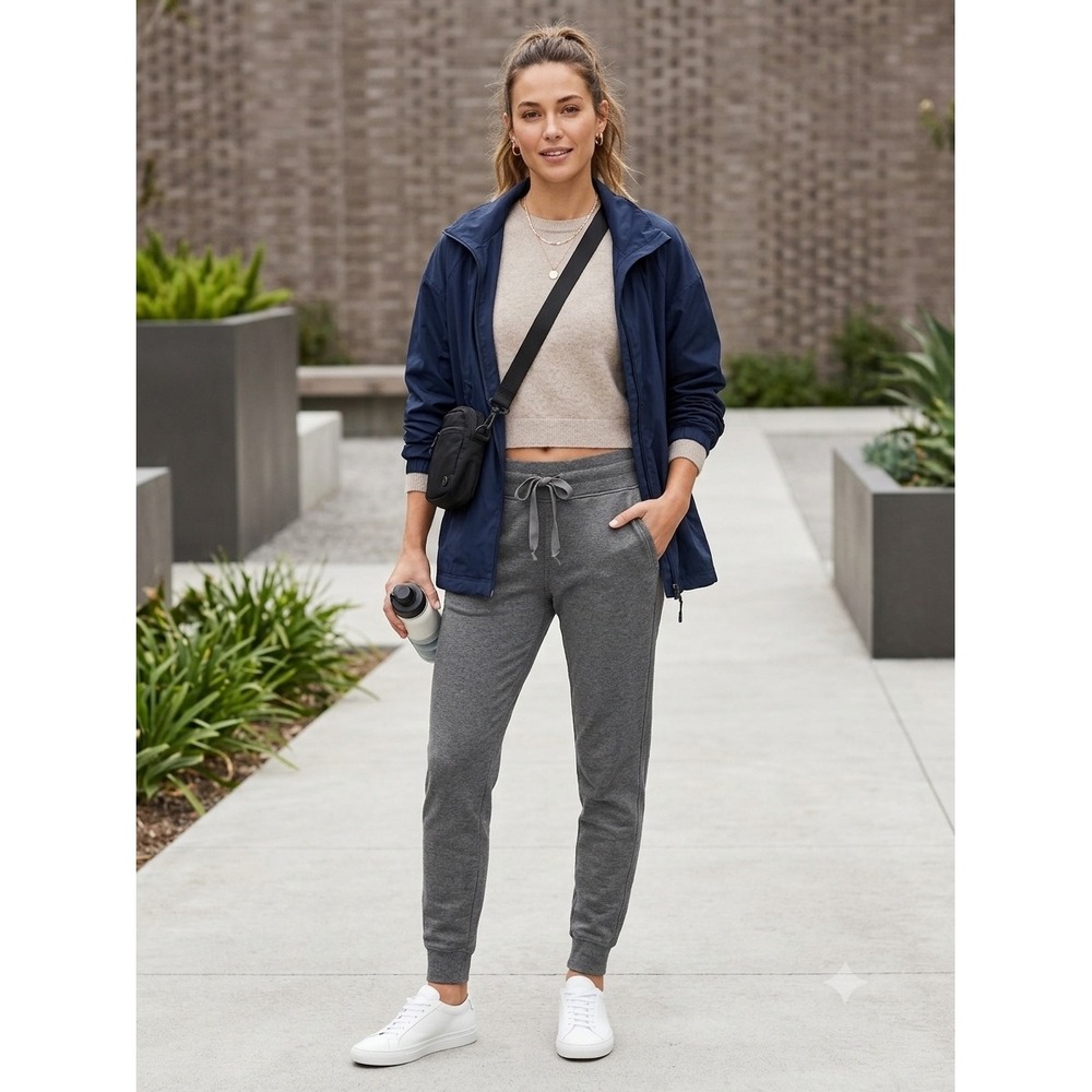 Athleta Coaster Luxe Jogger Pants Grey Heather Tencel Blend Small Tall S/T